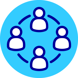 Icon with 4 avatars representing community